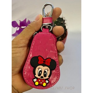 SALE!!! กระเป๋าพวงกุณแจใส่ รีโมทรถยนต์ #minnie mouse มีหูเกี่ยว ( สีชมพูบานเย็น)