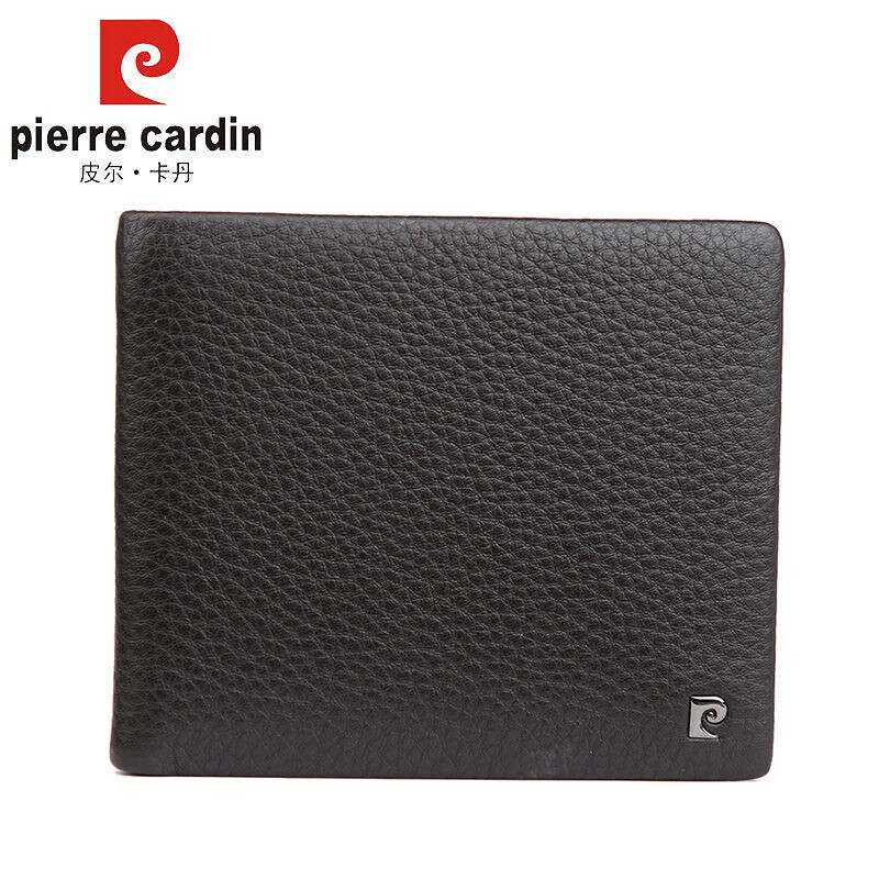 สไตล์ระเบิดกระเป๋าสตางค์ผู้ชาย Pierre Cardin กระเป๋าสตางค์หนังสั้นชั้นบนหนังวัวบางเฉียบกระเป๋าใบขับขี่ผู้ถือบัตรหลายใบแ