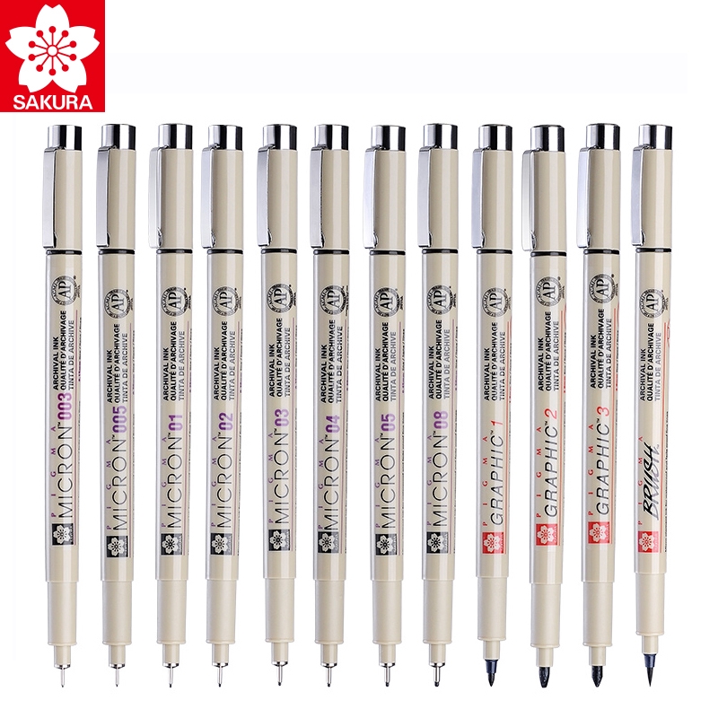 LOLO 1Pcs Colors Pigment Liner Porous-Point Pens Pigma Micron Marker Pen  0.45mm Tip Fineliner Sketching Pen