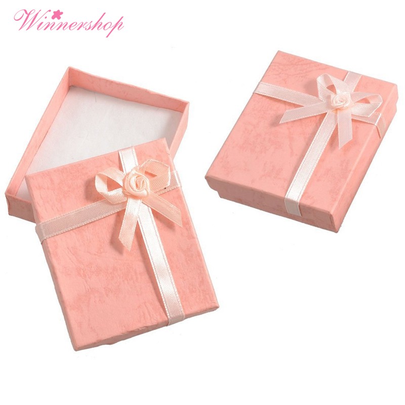 ☀ของขวัญ ของขวัญ☀2 x Bowtie Accent Cardboard Gift Cases Present Boxes Bet Holder Peach Pink