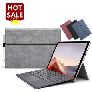 ใหม่ เคสแท็บเล็ตหนังนิ่ม ฝาพับ พร้อมช่องใส่ขาตั้ง สีพื้น สําหรับ Microsoft Surface Pro 9 8 Stand Holder Pro 7654 Go 2 3