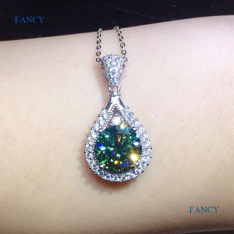 Fancy สร้อยคอ จี้ลูกบาศก์เซอร์โคเนีย สีเขียว หรูหรา เครื่องประดับ สําหรับผู้หญิง งานแต่งงาน