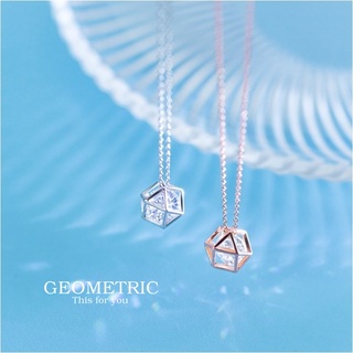 s925 Geometric necklace สร้อยคอเงินแท้ รูปทรงเรขาคณิต ใส่สบาย เป็นมิตรกับผิว