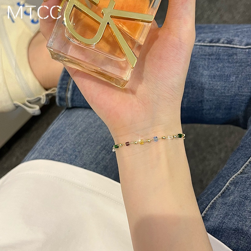 เครื่องประดับ สร้อยข้อมือ ประดับลูกปัดคริสตัล ลายดอกไม้ สีสันสดใส สําหรับผู้หญิง