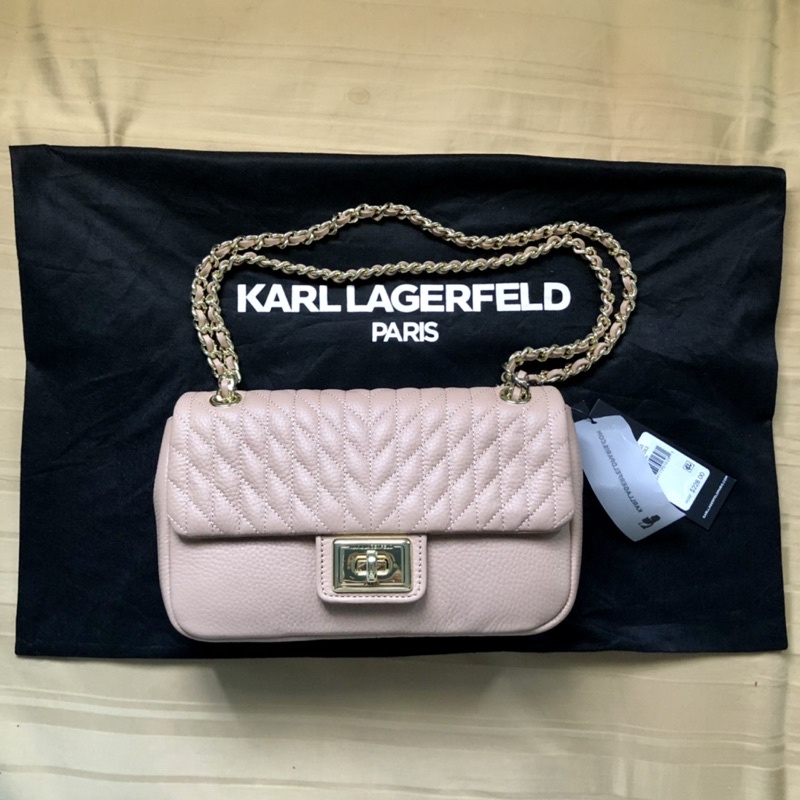 พร้อมส่ง‼️ กระเป๋าหนัง Karl Lagerfeld ของแท้💯% พรีจากเมกา สีนู้ดอมชมพู สวยมาก