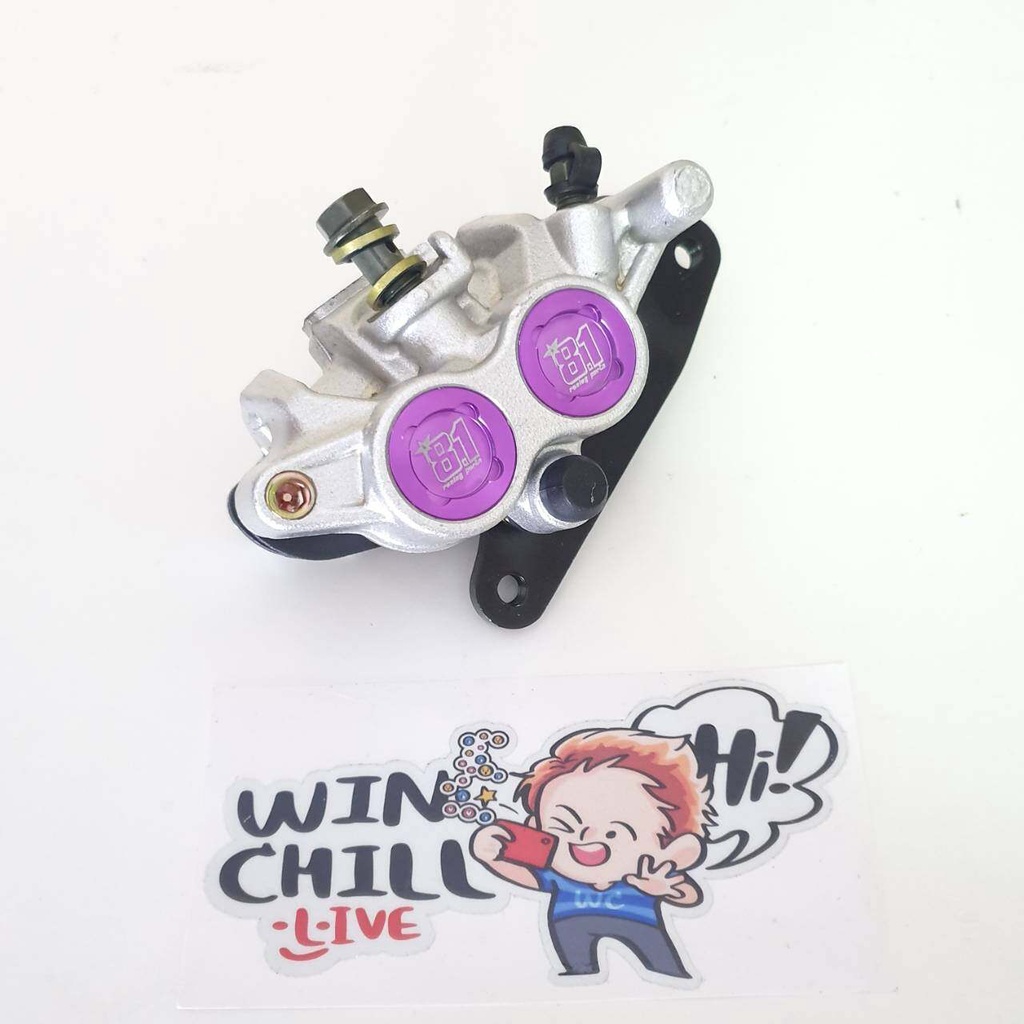 ปั๊มเงิน โลโก้81 2PORT ใส่โช้คเดิม WAVE125R / WAVE125S / WAVE125ไฟเลี้ยวบังลม สีม่วง