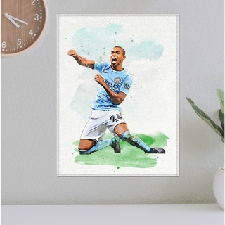 โปสเตอร์ ผ้าแคนวาส เฟอร์นันดินโญ่ Fernandinho ภาพวาด ศิลปะ นักบอล นักฟุตบอล