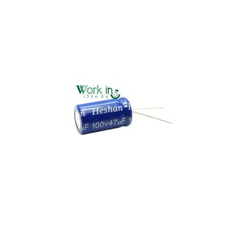 47uF 100V Heshan ตัวเก็บประจุ อิเล็กโตรไลต์ Electrolyte Capacitor