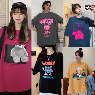 🚀เสื้อยืด Freesize แขนสั้นคลอกลม สีพื้น สกรีนลายคมชัด เท่ๆ Unisex อก40+ พร้อมส่ง🚀 #A16