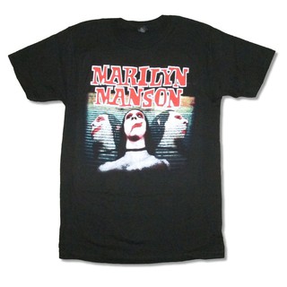 เสื้อยืดสีดำ พิมพ์ลาย Marilyn manson แฟชั่นสไตล์เรโทรสามารถปรับแต่งได้