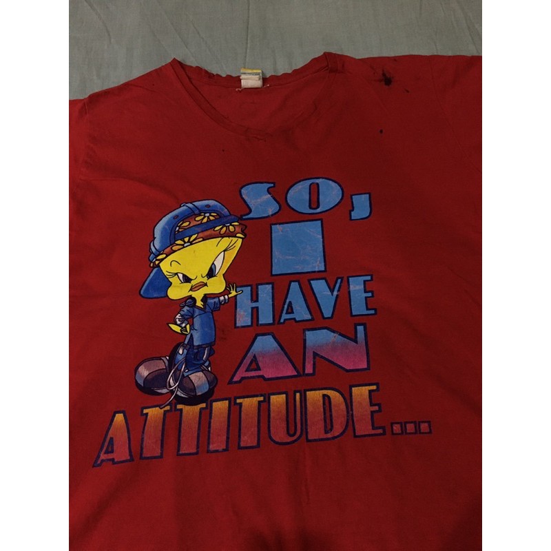 เสื้อการ์ตูนมือสอง VINTAGE 2001 TWEETY LOONEY TUNES Size 3XL มือ2