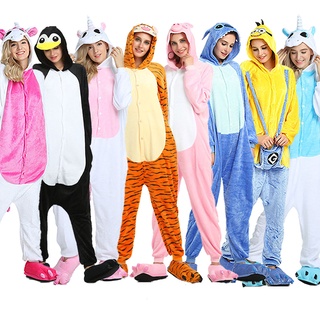 ชุดนอนคอสเพลย์ แขนยาว ลายการ์ตูน Stitch Pikachu Unicorn Onesies Kigurumi สําหรับผู้ใหญ่ ทุกเพศ