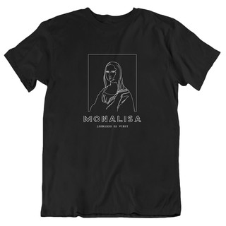 พิมพ์นิยม ® เสื้อยืดคอกลมแขนสั้นสกรีนลายกราฟิก 🗽 🗽  MONALISA 🗽 🗽 เสื้อยืดสกรีนด้านหน้า ( ดำ,กรม,เทา,เขียว )