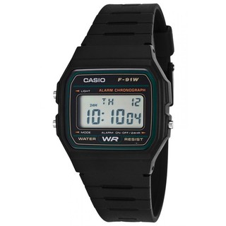 Casio นาฬิกาข้อมือผู้ชาย สายเรซิ่น รุ่น F-91W-3DG-สีดำ