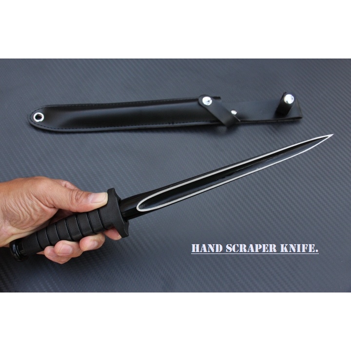 เหล็กขูดชาร์ป ปลายแหลม มีดขูดชาร์ป Tactical ยุทธวิธี การป้องกันตัว Stainless Steel รมดำ ขนาด 13 นิ้ว พร้อมซอง