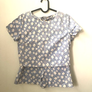Set เสื้อ กางเกงขาสั้นลายดอกซากุระ