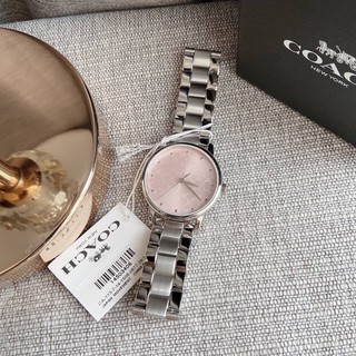 ✨ผ่อน0%แท้100%✨14503406 นาฬิกาแบรนด์ของแท้ Coach Womens Damen Grand Silver/Pink Stainless Steel Watch 14503406