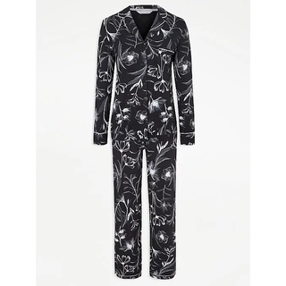 🍭 George34 : George  black floral sleepwear ชุดนอนผ้ายืดเนื้อดี ผ้ามีน้ำหนัก