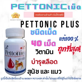 ถูกที่สุด🔥 Pettonic TAB-Plus อาหารเสริม บำรุงเลือดสุนัข ชนิดเม็ดสำหรับสุนัขและแมว กลิ่นเนื้อ 40 เม็ด