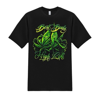 [100% Cotton] เสื้อยืด ผ้าฝ้าย พิมพ์ลายกราฟฟิค Best Buds High Life 420 Pot Stoner BIfhan66EPhonn52