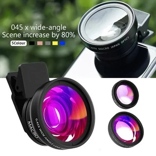 เลนส์เสริมมือถือ 2 in 1 คลิปเลนส์มือถือ คุณภาพสูง Super Wide Macro รุ่นLQ-027 เลนส์กว้าง Wide 0.45x ถ่ายระยะใกล้ Macro