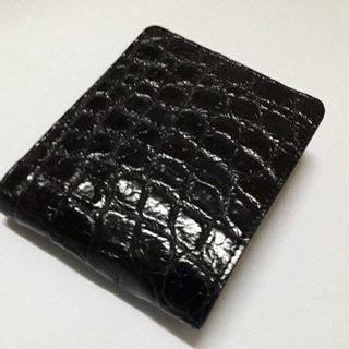 crocodile wallet black กระเป๋าสตางค์จระเข้สีดำ