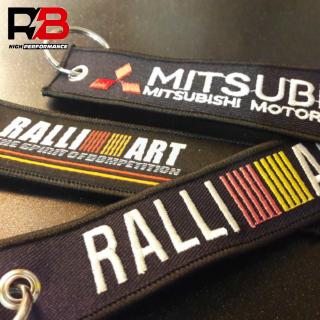 พวงกุญแจป้ายแท็ก ปักลาย Ralliart Racing สําหรับรถจักรยานยนต์ Mitsubishi