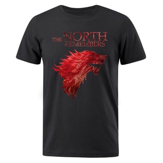 เสื้อยืดพิมพ์ลายprintingGildan เสื้อยืดแขนสั้น ผ้าฝ้าย พิมพ์ลาย Game Of Thrones House Stark The North Remembers สไตล์ใหม