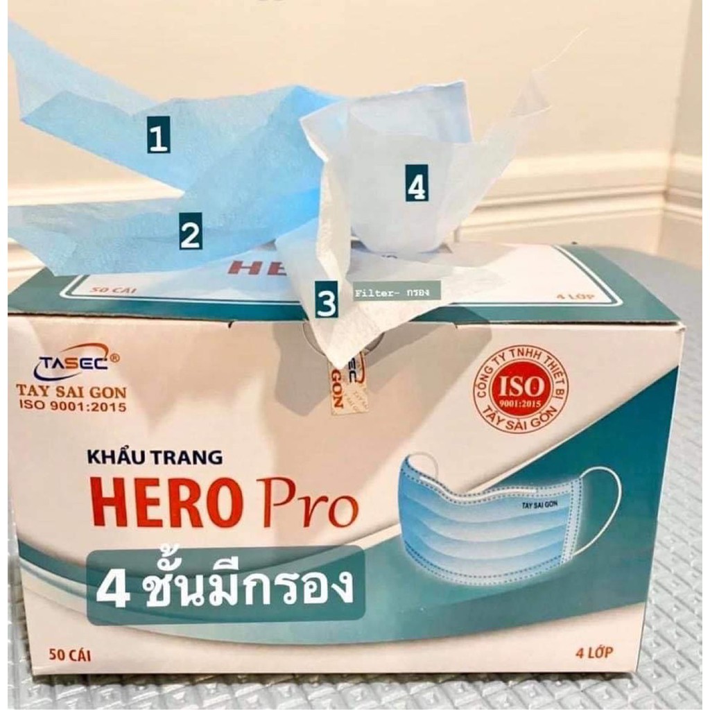 แมสสีฟ้า 4 ชั้น HERO Pro มี ISO