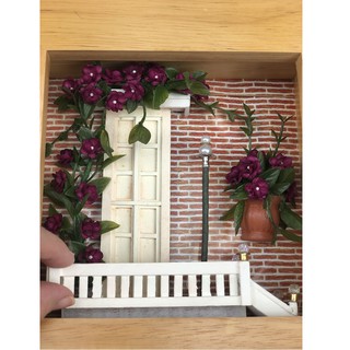 ของจิ๋ว ของแต่งบ้าน ( Fr-s-6304 ) ดอกไม้จิ๋วในกรอบไม้ Miniature flower shadow box น่ารักมากๆสำหรับประดับตกแต่ง