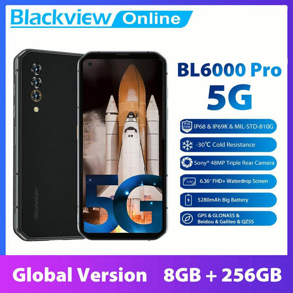 Blackview สมาร์ทโฟน Bl6000 Pro 8Gb+256Gb 5G Ip68 กันน้ํา 48Mp กล้องสามตัว 6.36 นิ้ว Android 10.0 Global Bands 5G

