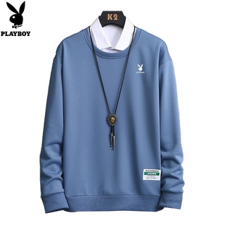 PLAYBOY Trend Loose Solid Color Round Neck Sports Sweatshirt