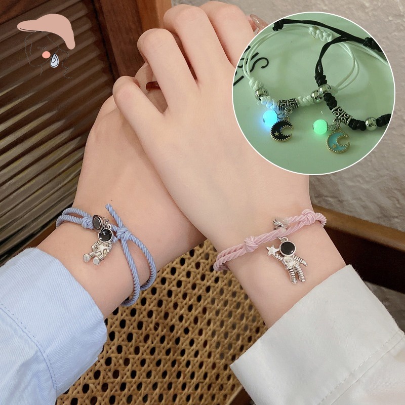 2 ชิ้น สร้อยข้อมือเรืองแสง สําหรับผู้หญิง ผู้ชาย แฟชั่น ปรับได้ คู่รัก สร้อยข้อมือเพื่อนที่ดีที่สุด เครื่องประดับ