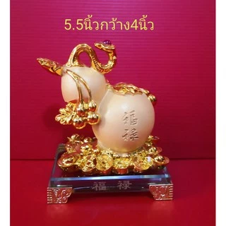 น้ำเต้า มงคล น้ำเต้าดูดทรัพย์ เรียกทรัพย์ นำโชค งานเรซิ่นพ่นทรายทอง​ สูง 5.5/6.5นิ้ว พร้อมคฑา ยูอี่ (หยูอี้)