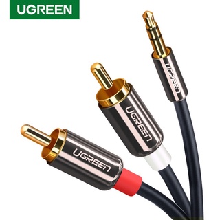 ♪Ugreen RCA สายเคเบิ้ล 2RCA to 3.5 มม. Hi-Fi ไนล่อนถัก RCA to AUX สายเคเบิ้ลเสียงสําหรับ DJ Controller ลําโพงแผ่นทีวีรถย