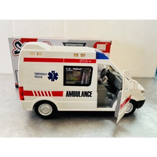 รถพยาบาลของเล่น 🚑รถของเล่นชนถอย รถใส่ถ่านมีเสียงวิ่งได้ Ambulance Emergency Rescue ของเล่นเด็ก รถของเล่น รถโรงพยาบาล