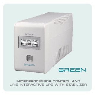 เครื่องสำรองไฟฟ้า LEONICS UPS GREEN-800V ขนาด 800VA 400W  รับประกัน 2 ปี มอก.1291-2553