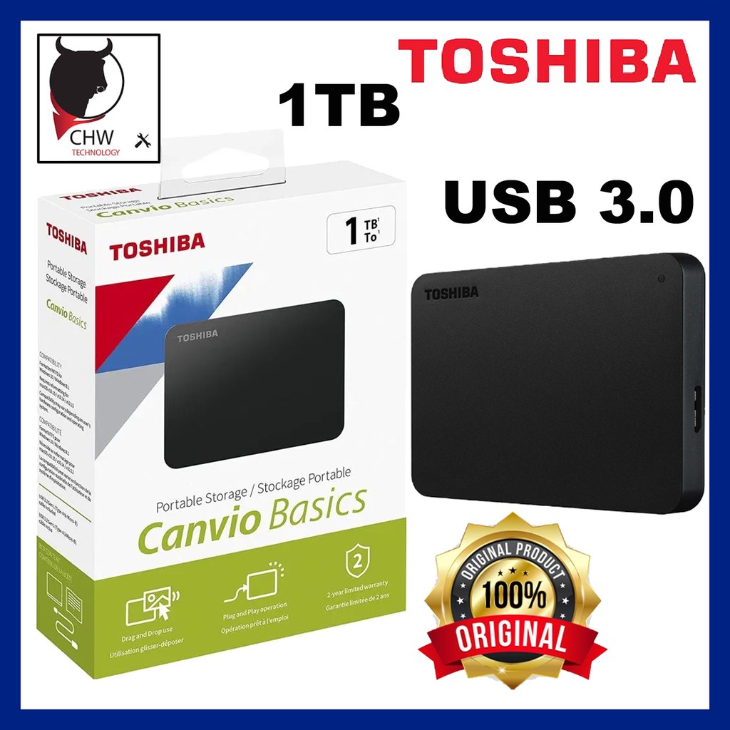TOSHIBA CANVIO BASIC EXTERNAL USB 3.0 PORTABLE HARD DISK 1TB /2TB AND 4TB(TOSHIBA ORIGINA