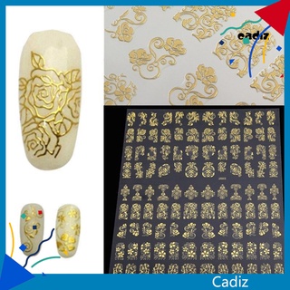 Cad สติกเกอร์ตกแต่งเล็บ ลายดอกไม้ หรูหรา DIY 12 แผ่น