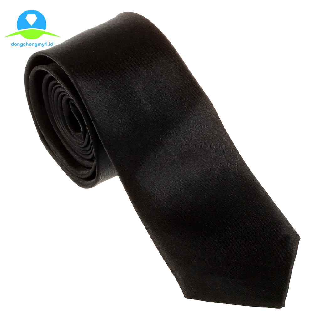 เนคไทลําลองสําหรับทั้งชายและหญิง Skinny Slim คอแคบ - สีดํา N7PH
