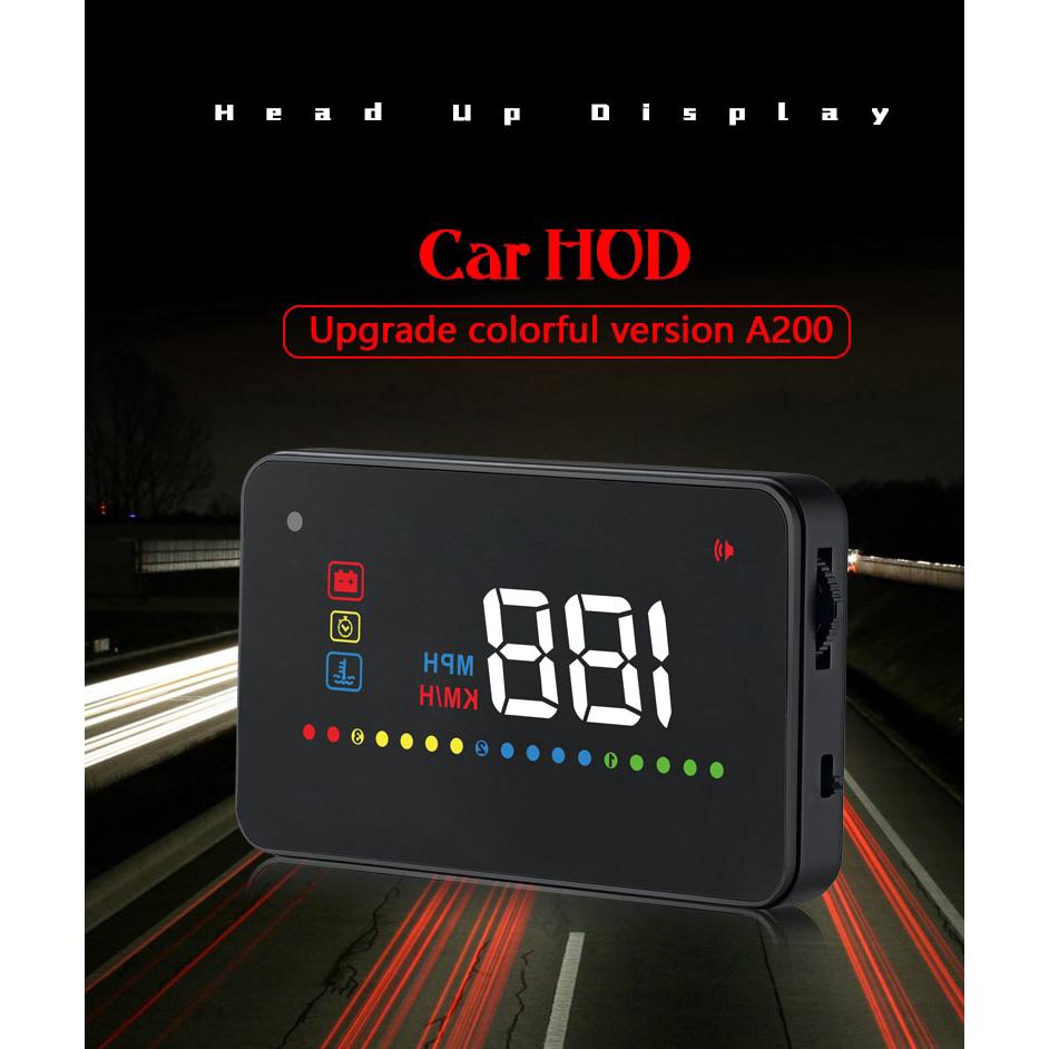 A200 ฮัดรถสากลหัวขึ้นแสดง s peedometer แสดงอุณหภูมิน้ำ obd2 ฉายบนกระจกหน้ารถสำหรับ hud