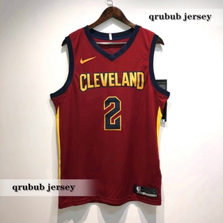 เสื้อกีฬาบาสเก็ตบอล Cleveland Cavaliers สําหรับผู้ชาย #เสื้อกีฬาแขนสั้น ลายทีมชาติฟุตบอล Kyrie Irving 2 ชุด สีแดง