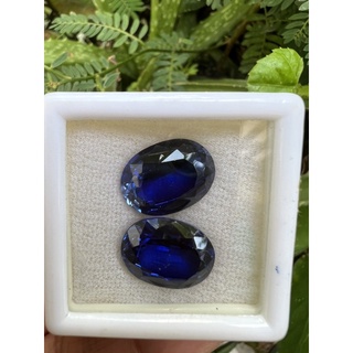 Lab created synthetic Blue sapphire Oval 16x12 2pcs(pair), 24cts.