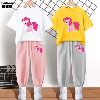 ชุดเสื้อแขนสั้น และกางเกง ลายการ์ตูน My Little Pony ป้องกันยุง แฟชั่นฤดูร้อน สําหรับเด็กผู้หญิง 2023