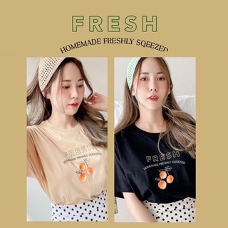 Fresh Orange เสื้อยืดคอตตอน ทรงOversize