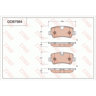 ผ้าดิสเบรคหลัง MG MG6 1.8 T 2010- GDB7984 TRW