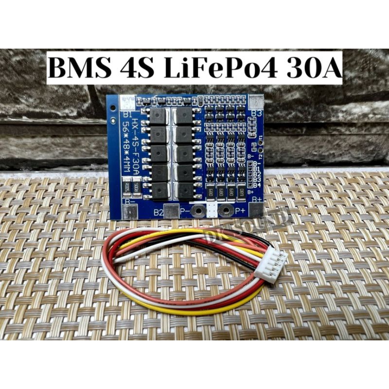 Bms​ 4s​ วงจรป้องกันแบตเตอรี่ BMS LiFePo4 3.2V 30A 4S (Peak 56A) บาลานซ์:58mA ชนิด Common port ใช้กั