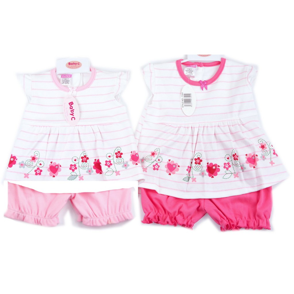 SM-DRS-7391 ชุดเด็กหญิงทรงเอ ผ้าคอตตอน 100% นุ่มสบาย พิมพ์ลายดอกไม้ กางเกงขาจั้มระบาย