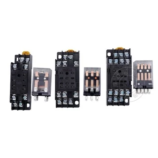 ได้ทั้งชุด รีเลย์+ขาซ็อกเก็ต 5A HH52p(MY2) HH54p (MY4) my2n my4n 12vdc 24vdc 24vdc 220vac
