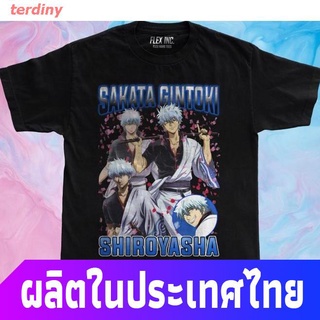 terdiny เสื้อยืดลำลอง เสื้อยืดพิมพ์ลาย Gintama Sakata Gintoki สไตล์วินเทจ Sports T-shirt